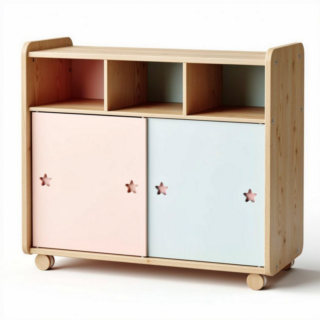 Solid Wood Kids Storage Cabinet for Organization – 80 x 40 x 85cm