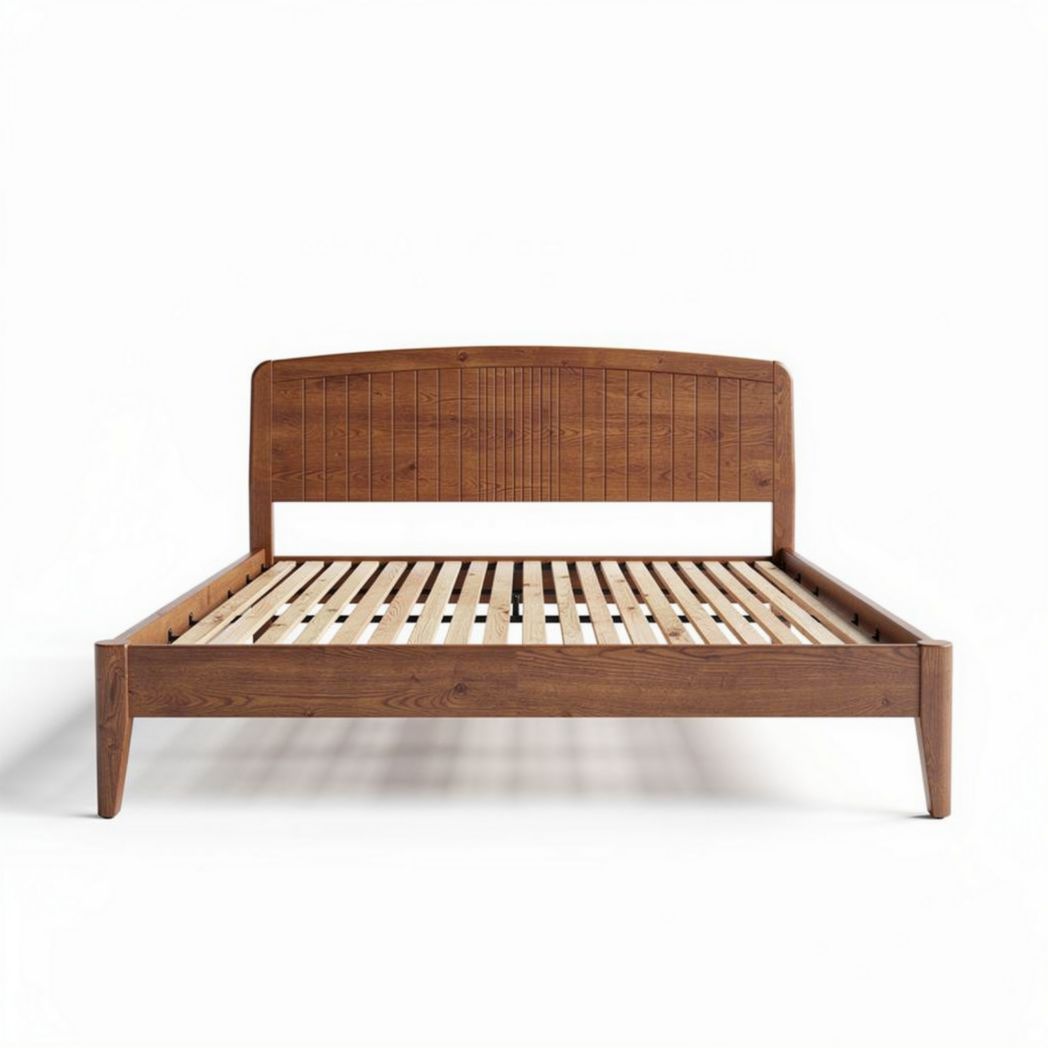 Wooden Bed Frame with Slatted Base for Bedroom Use – 202 x 160 x 30cm