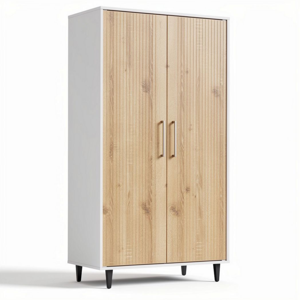 Wooden Wardrobe with Double Doors for Storage – 180 x 80 x 40cm